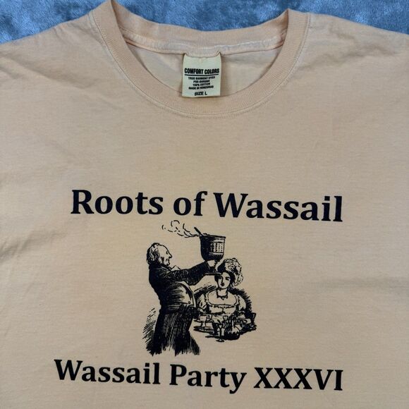 Comfort Colors Shirt Men’s Large Orange Cotton Short Sleeve Roots Of Wassail - Picture 3 of 6